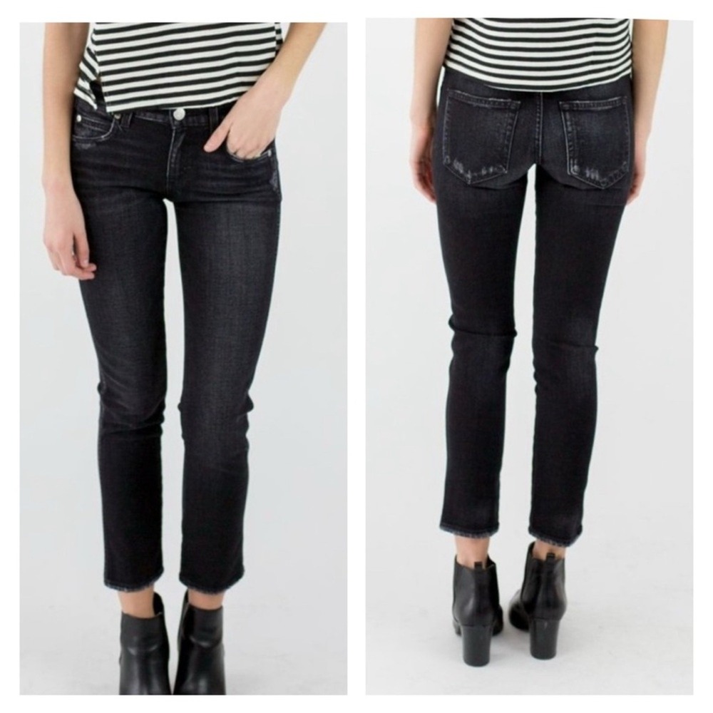 AMO Kate Straight Leg Cropped Jeans Women's Size 26 Dark Wash French Girl Style